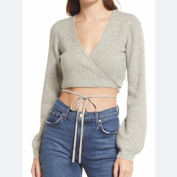 Reformation Remus cashmere wrap sweater gray - Picture 10 of 10